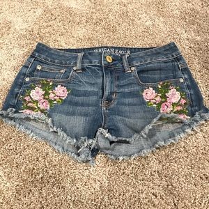 American Eagle low-rise embroidered cutoff shorts
